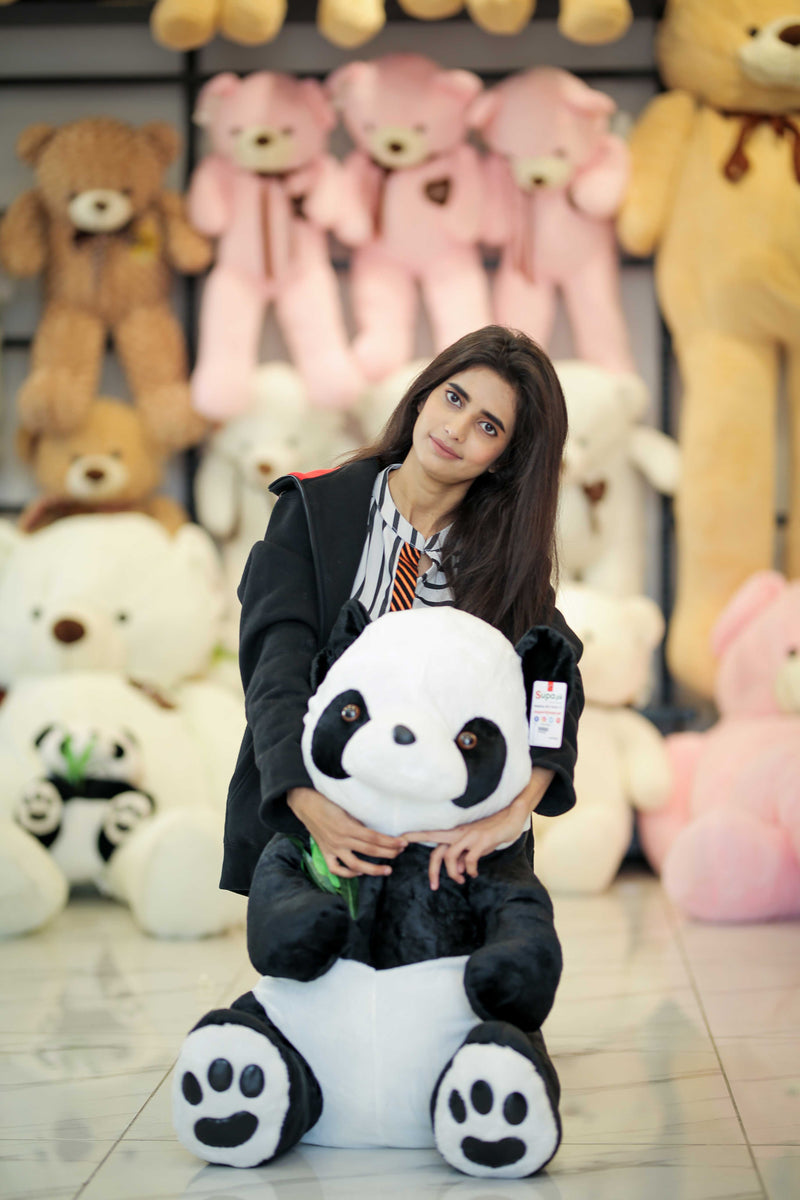 Vivid Funny Panda with Bamboo Leaves Plush Toys Birthday Gift Soft Cartoon Animal Stuffed Animals Pendant Doll Kids Gifts-75cm