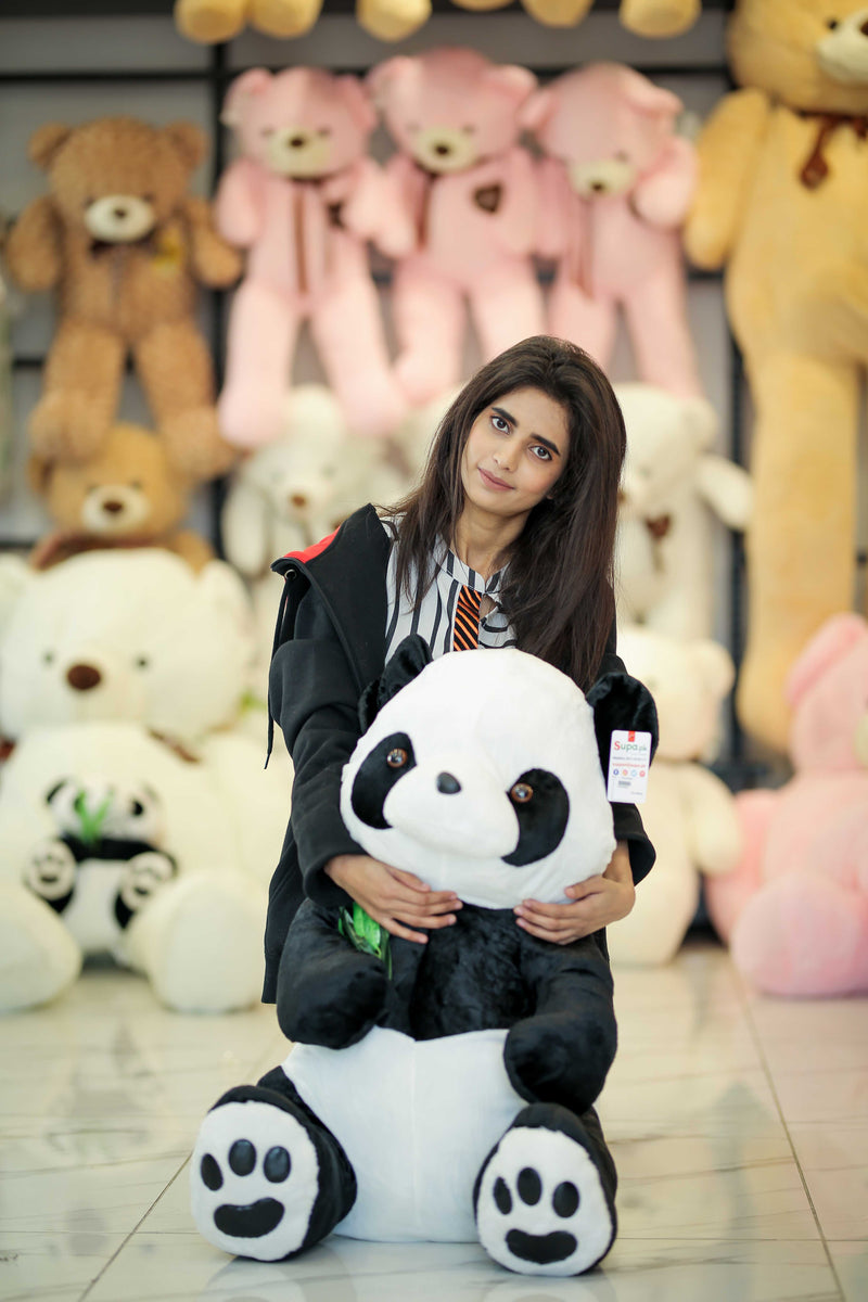 Vivid Funny Panda with Bamboo Leaves Plush Toy | Birthday Gift Soft Cartoon Stuffed Animals -75cm