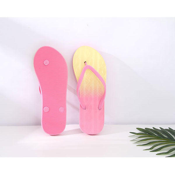 Simple Style Gradient Color Flip Flops for Women (Yellow and Pink)