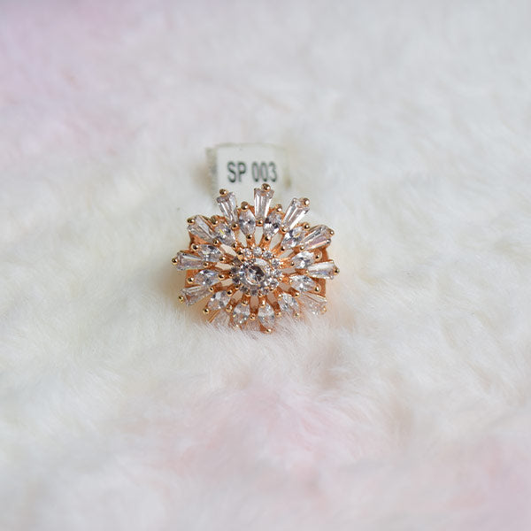 Snow Flake Diamond and Golden  Ring Size 17