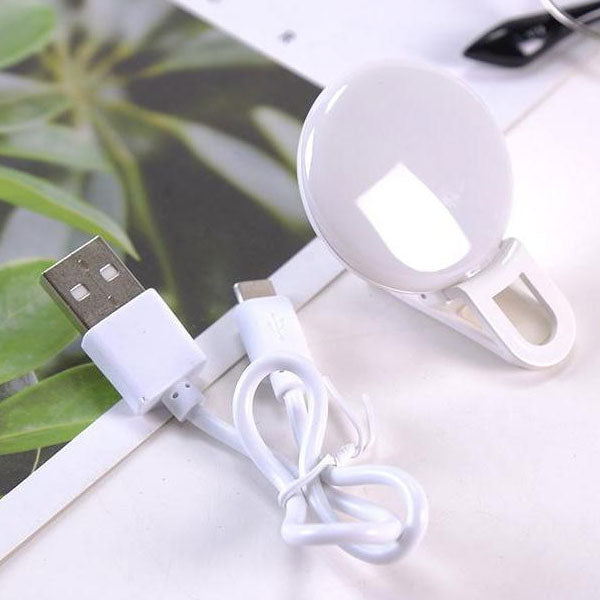 Soft White Rechargeable Selfie Light For Smart Phones /Tablets &amp; Laptops- White