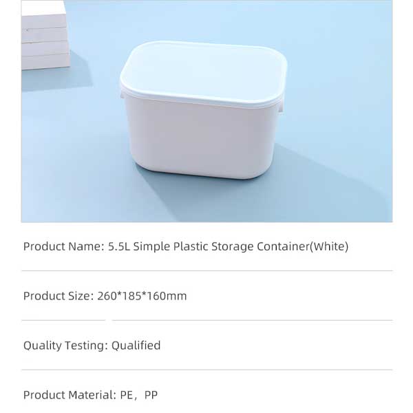 5.5L Simple Plastic Storage Container(White)