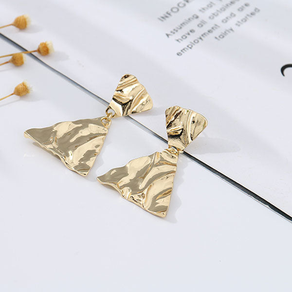 Textured Triangle Metal Dangle Earrings