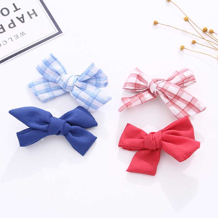 Checkered Bow Hair Clip