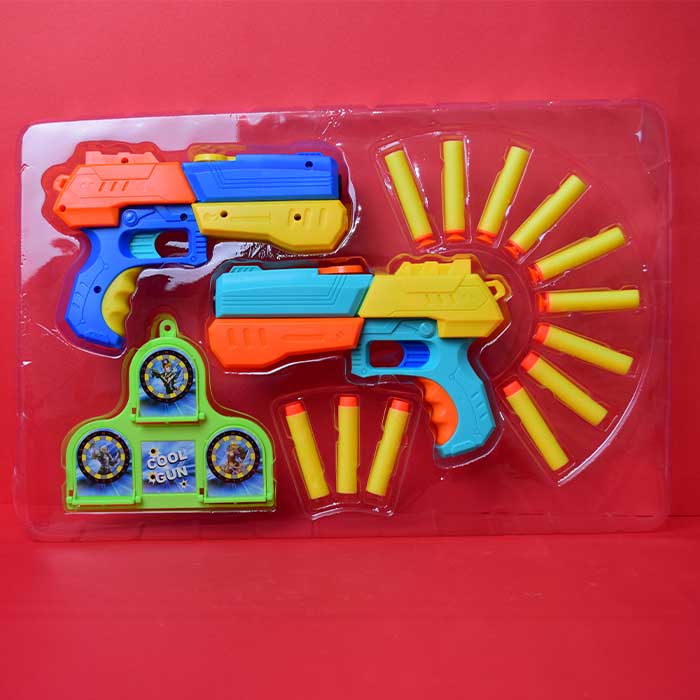 Soft Foam Dart 2 Toy Guns | Air Blaster with 12 Darts & Suction Bullets Target Board 