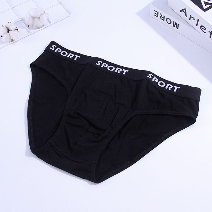 Black color sports underwear briefs for men in solid color (L)