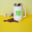 WhatsApp, Facebook, Instagram, YouTube Emoji Mug, Logo Marked White Color Ceramic Coffee Mug with Mirror Lid. (Price For 1 Piece)