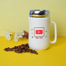 WhatsApp, Facebook, Instagram, YouTube Emoji Mug, Logo Marked White Color Ceramic Coffee Mug with Mirror Lid. (Price For 1 Piece)