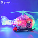 Electric Universal Transparent Mechanical Gear Helicopter Toy (Music & Colourful Lights)