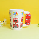 3D bus handle style ceramic mugs
