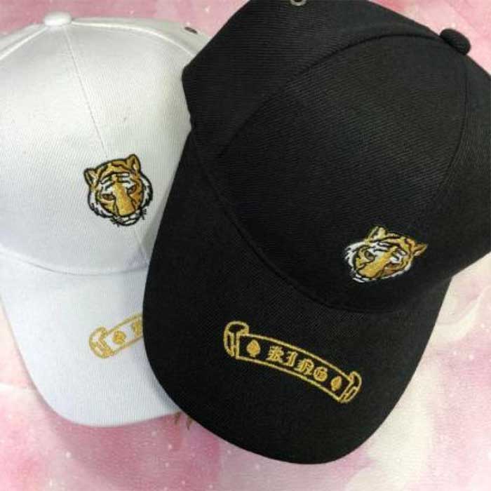 Tiger head embroidered baseball cap (white)