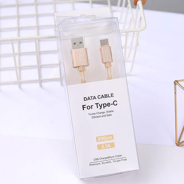 Nylon Braided 2M Type-C Sync Charging Cable (Gold