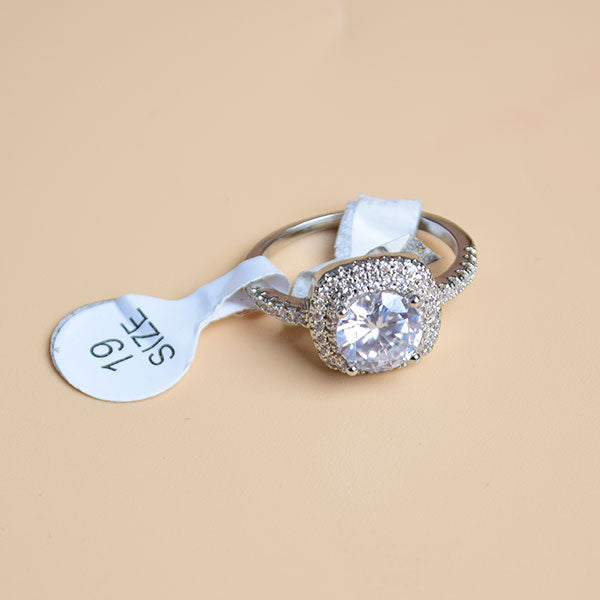 Fashion Ring Cushion Cut Zircon Stone | Sterling Silver Ring (S19)