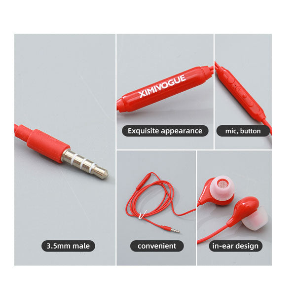 Chocolate Candy Color Wired Earphones With Volume Control (Red)