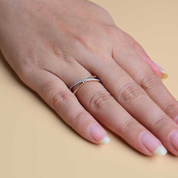 Twist Wraparound Ring | Elegant Golden Silver Cross Ring (Size 18)