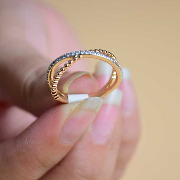 Twist Wraparound Ring | Elegant Golden Silver Cross Ring (Size 18)