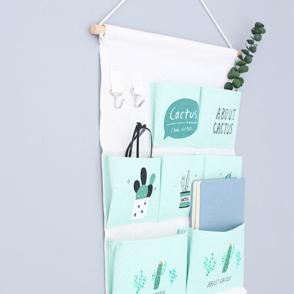 Fresh Cactus Over the Door Hanging Organizer with 7 Pockets