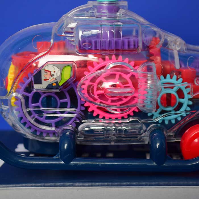 Electric Universal Transparent Mechanical Gear Helicopter Toy