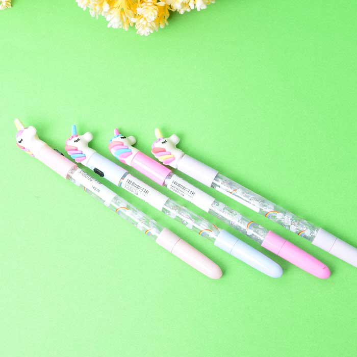 Rainbow Color Unicorn Glitter Gel Pen Fairy Stick Pen Drift Sand Glitter Crystal Pen Novelty Stationery For Kids