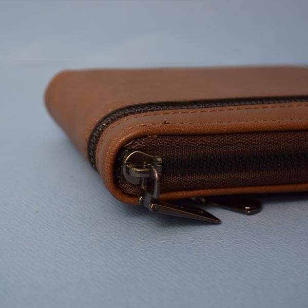 Vintage Zipper Bag Coin Purse Card Holder Wallet | Men High Quality Zip Around Short Pu Leather Purse (Brown)