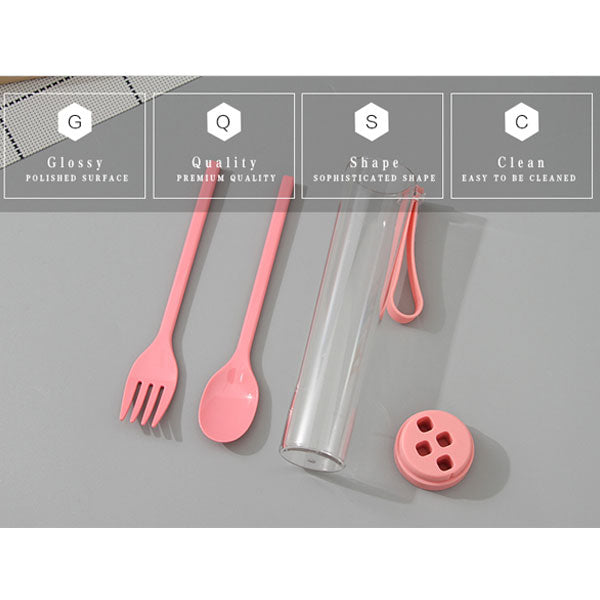 Portable Cutlery Set with Round Storage Case