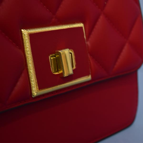 Korean Version Cover Type Leather Strap Bag with Pearls | Purse Handbag Shoulder Bag (Red/Peach/Pink)